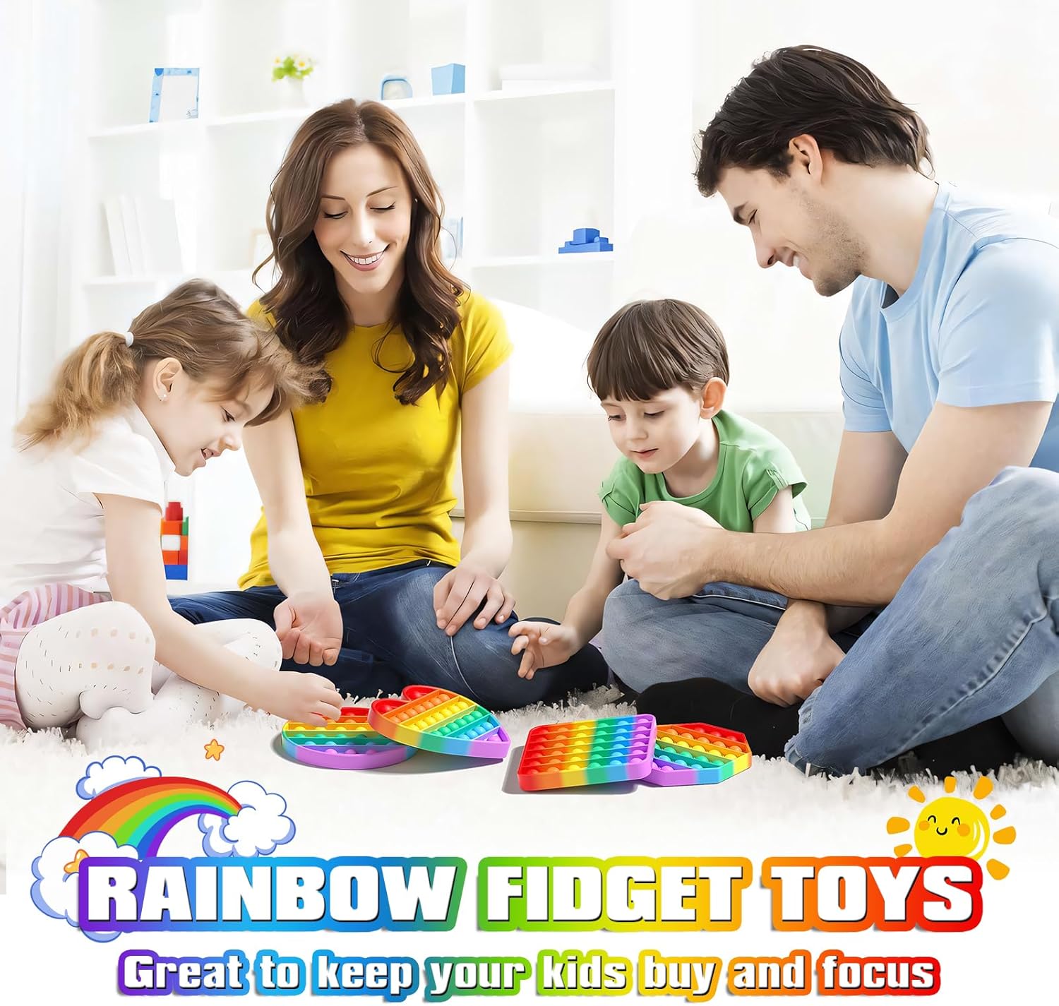 4 Pack Fidget Toys,Pop Fidgets Pack Party Favors for Kids & Adults,Push Sensory Toys Bulk Toddler Toys,Stress Relief Gifts for Easter,Christmas,Birthday,Party Supplies,Classroom - Image 2