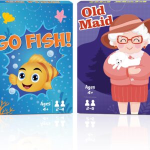 Card Games,Go Fish and Old Maid Card Game for Kids Ages 4-8,Fun Classic Interactive Games for Kids Toddlers Adults,Perfect for Stocking Stuffers Gifts,Family Game Night Party Games(Go Fish&Old Maid)