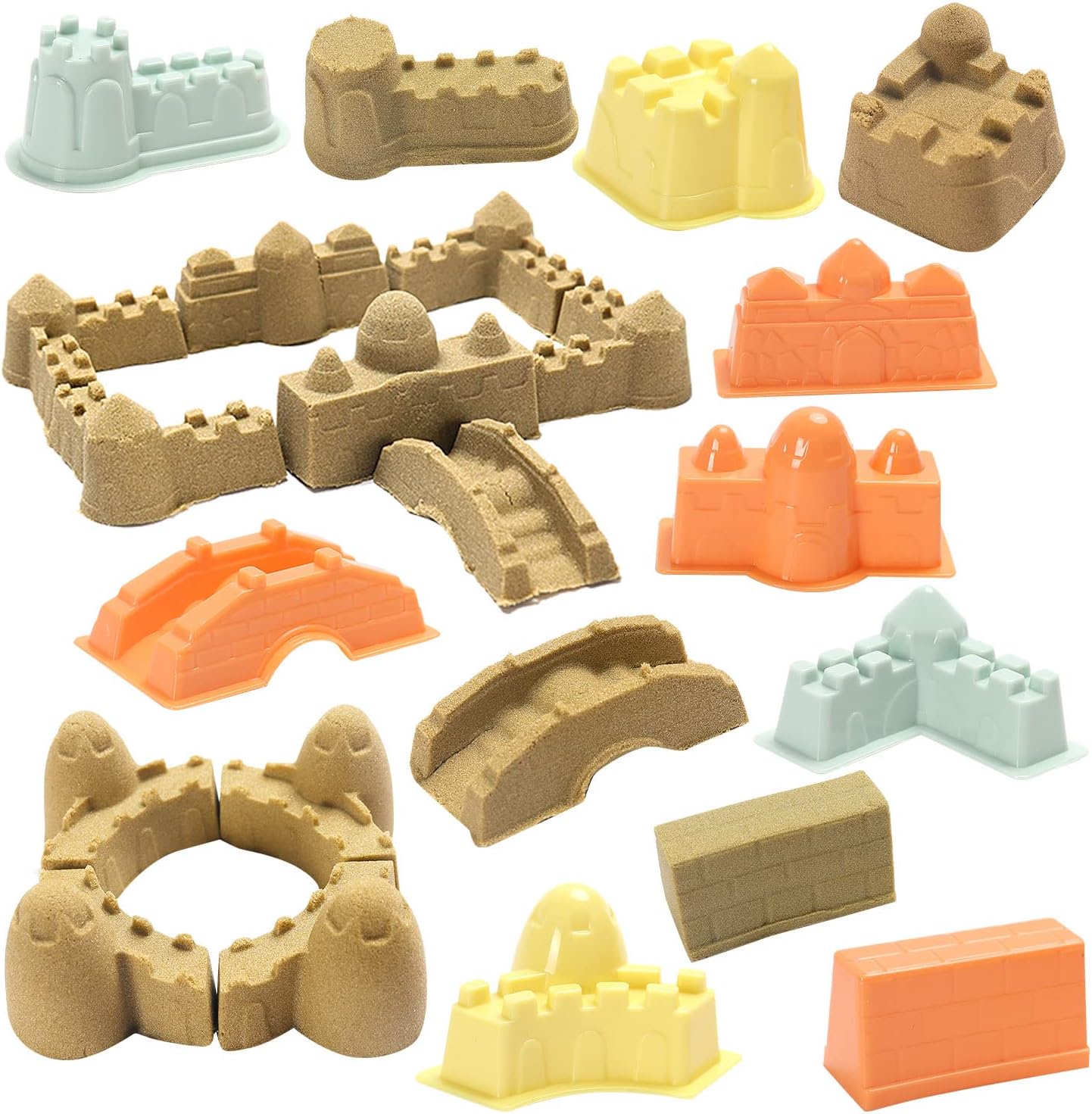 YIDESTARS Play Construction Sand Kit,2.2lbs Magic Sand W/4 Large Take Apart Construction Trucks,1 Sandbox,8 Worker Figures and Road Signs,8 Molds,Toys for 2-8 Years Old Boys Girls - Image 3