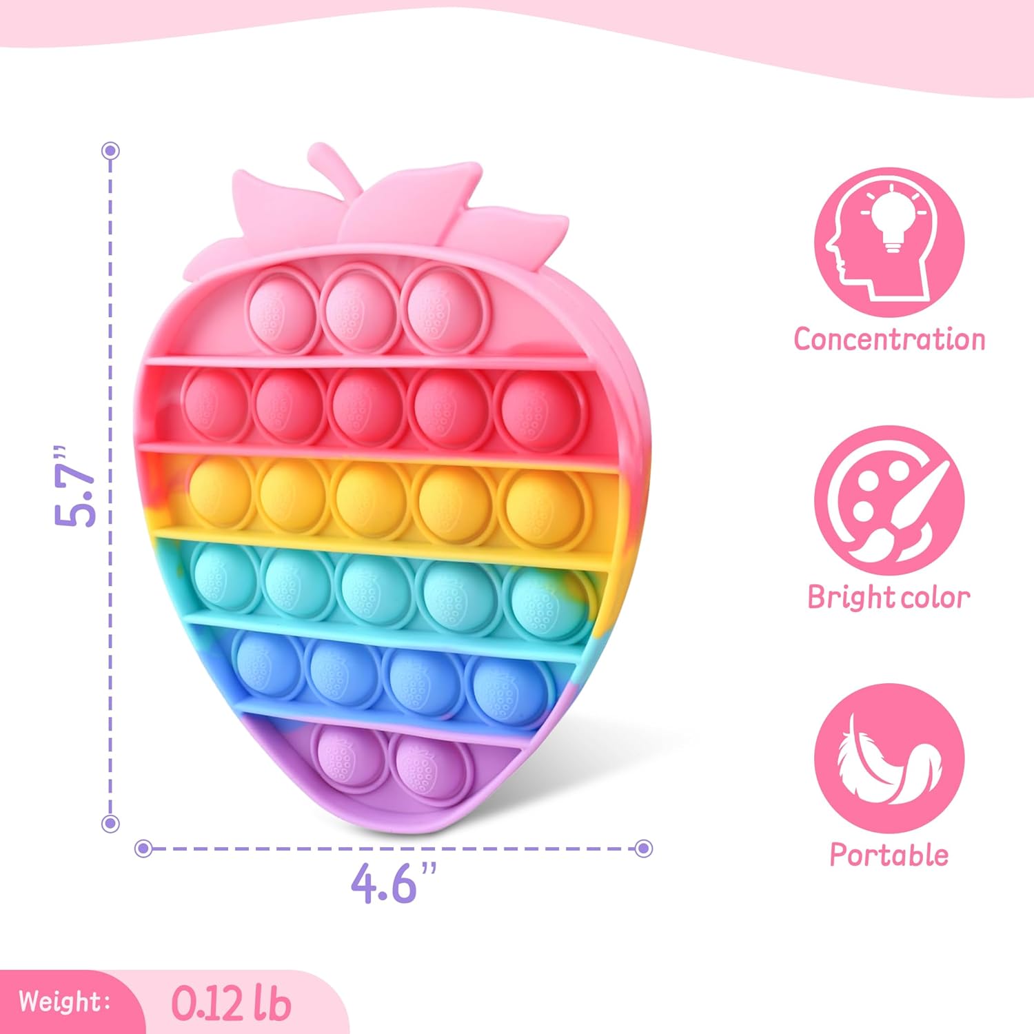 Bubble Fidget Sensory Toys,Cute Push Silicone Squeeze Toy for Autism Anxiety Stress Relief Small Strawberry Toddler Fidgets Party Travel Office Classroom Gifts for Kids Girl Boy Adults - Image 5