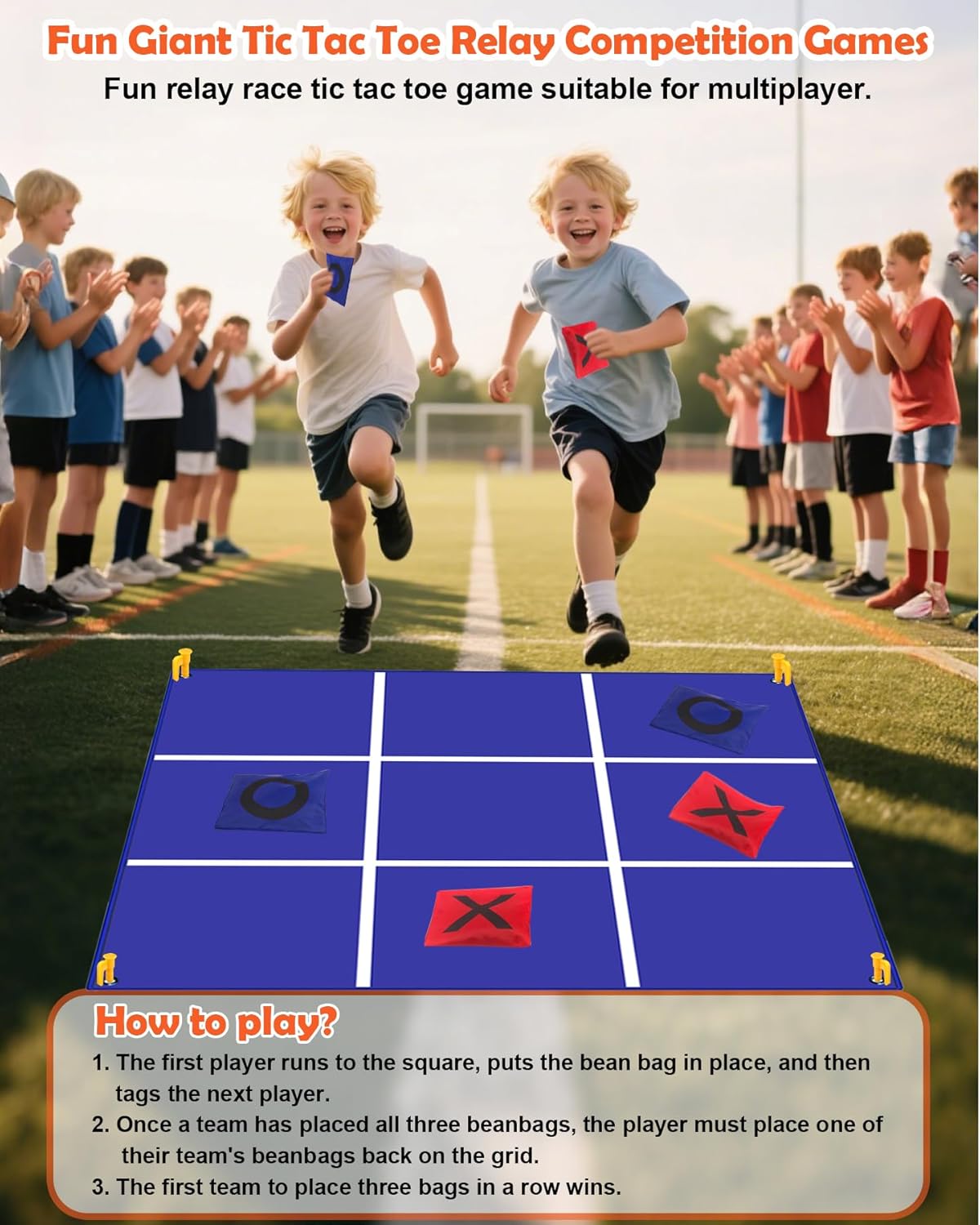 Carnival Games Set, Giant Tic Tac Toe Games, 4.5ft x 4.5ft Double-Sided, 26" Dart Board with Sticky Balls, Soft Plastic Cones Ring Toss Game Set for Kids Adults Family Outdoor Lawn Yard Birthday Party - Image 4