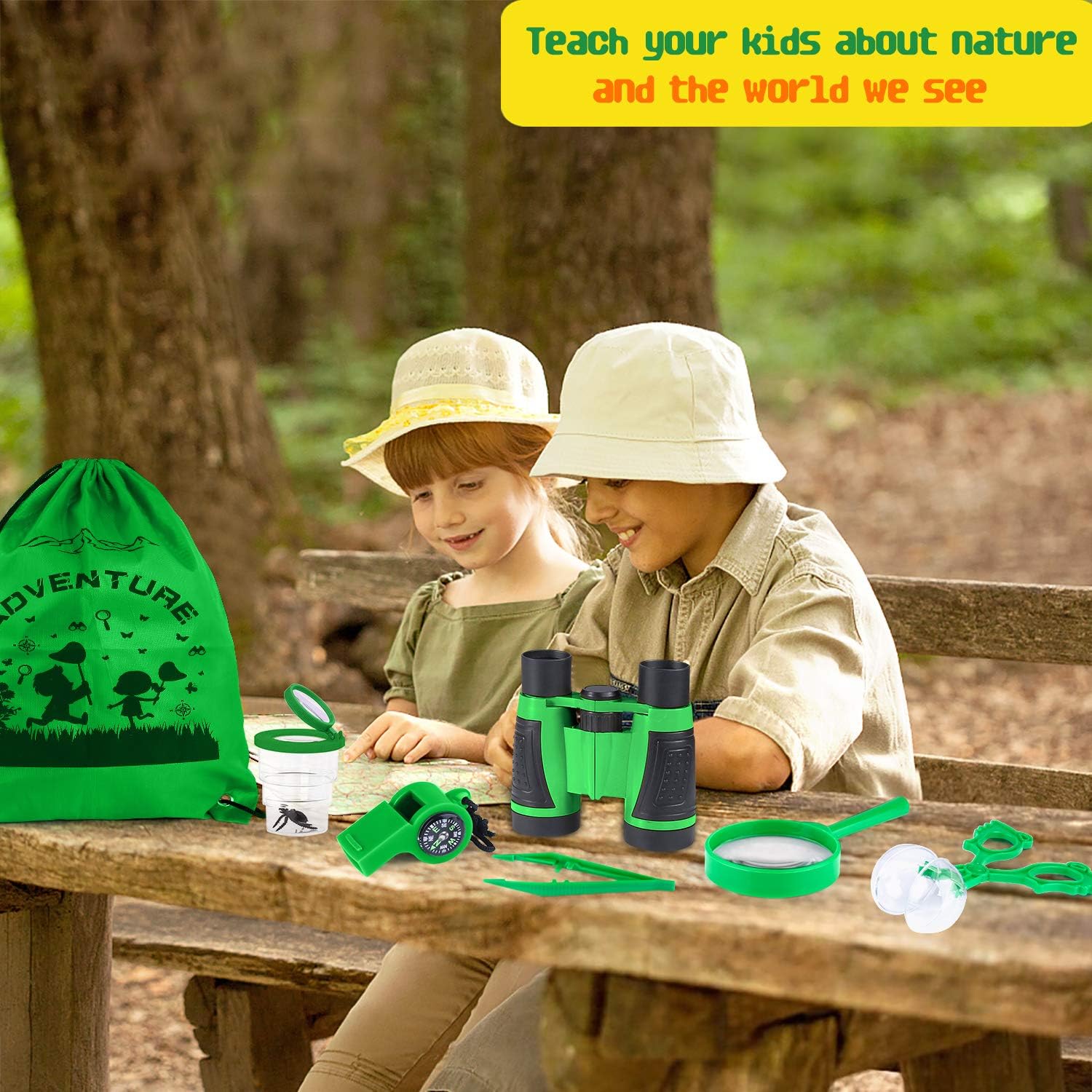 GINMIC Kids Explorer Kit & Bug Catching Kit, 16 Pcs Outdoor Exploration Safari Kit for Kids Camping with Binoculars, Adventure, Hunting, Hiking, Educational Toy Gift for 3-12 Years Old Boys Girls - Image 8