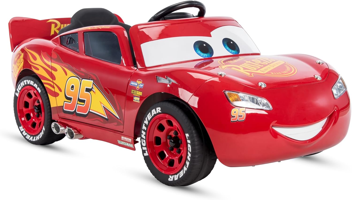 Huffy Lightning McQueen 6V Ride-On Toy Car with Headlights & Engine Sounds, Foot Pedal Drive, Up to 2.5 MPH, Ages 3–7