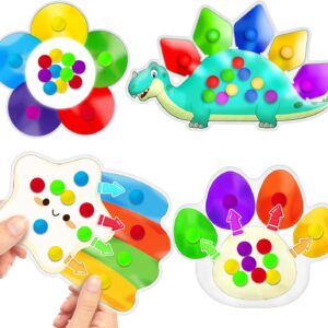 4PC Color Sorting Sensory Toys for Toddler, Travel Toys Roadtrip Activities for Kid 3-5 Fine Motor Autism Autistic Fidget for Classroom Calm Down Toy for Kid 2 3 4 Year Old Boy Girl Dementia Gift