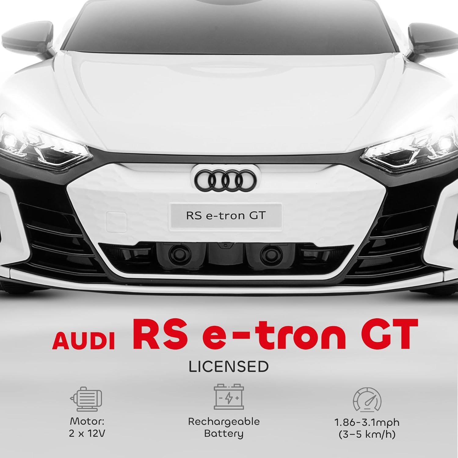 Aosom Licensed Audi RS e-tron GT 12V Ride On Car Truck for Kids, Electric Car Ride On Vehicle w/Parent Remote Control, Music, Lights, for Toddlers, White - Image 3