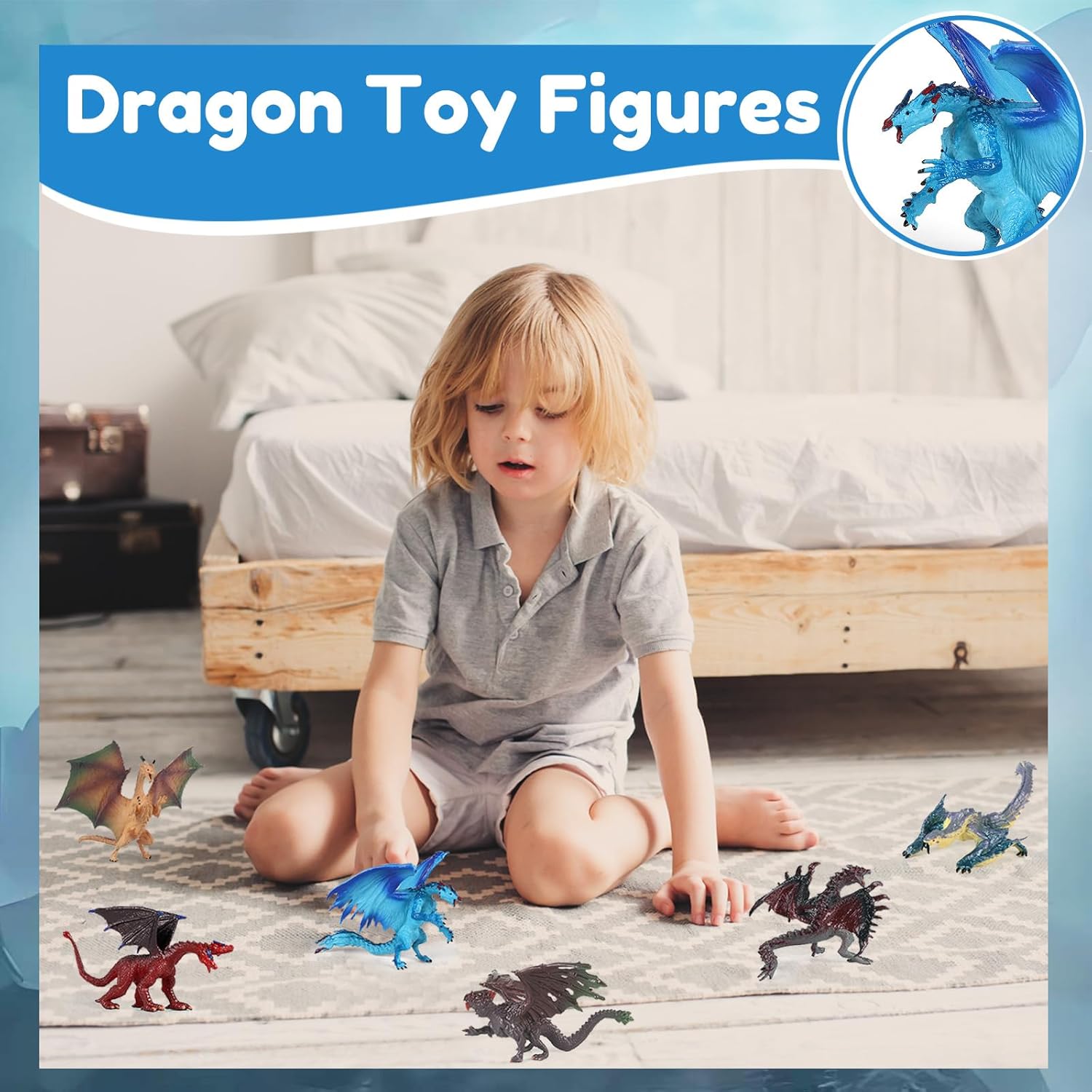 EOIVSH 6pcs Dragon Toys for Kids, 5 inch Ancient Flying Dragon Figurines, Mythical Toy Figures & Playset Gift for 3 4 5 6 7 Boys Girls, Cake Topper & Party Favors - Image 5