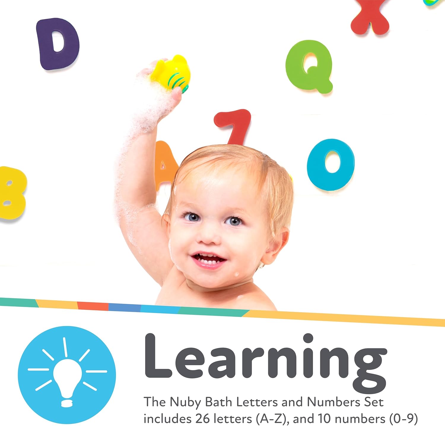 Nuby Foam Bath Letters and Numbers for Toddlers - Bath Toy Set for Kids 3+ Years - 36 Pieces - Image 3