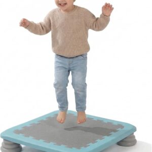 Mini Trampoline for Kids, 25 Inch Sensory Bounce Board for Balance & Coordination, Non-Slip Rebounder Board for Kids Ages 3+, Indoor Mini Trampoline with Stable Base