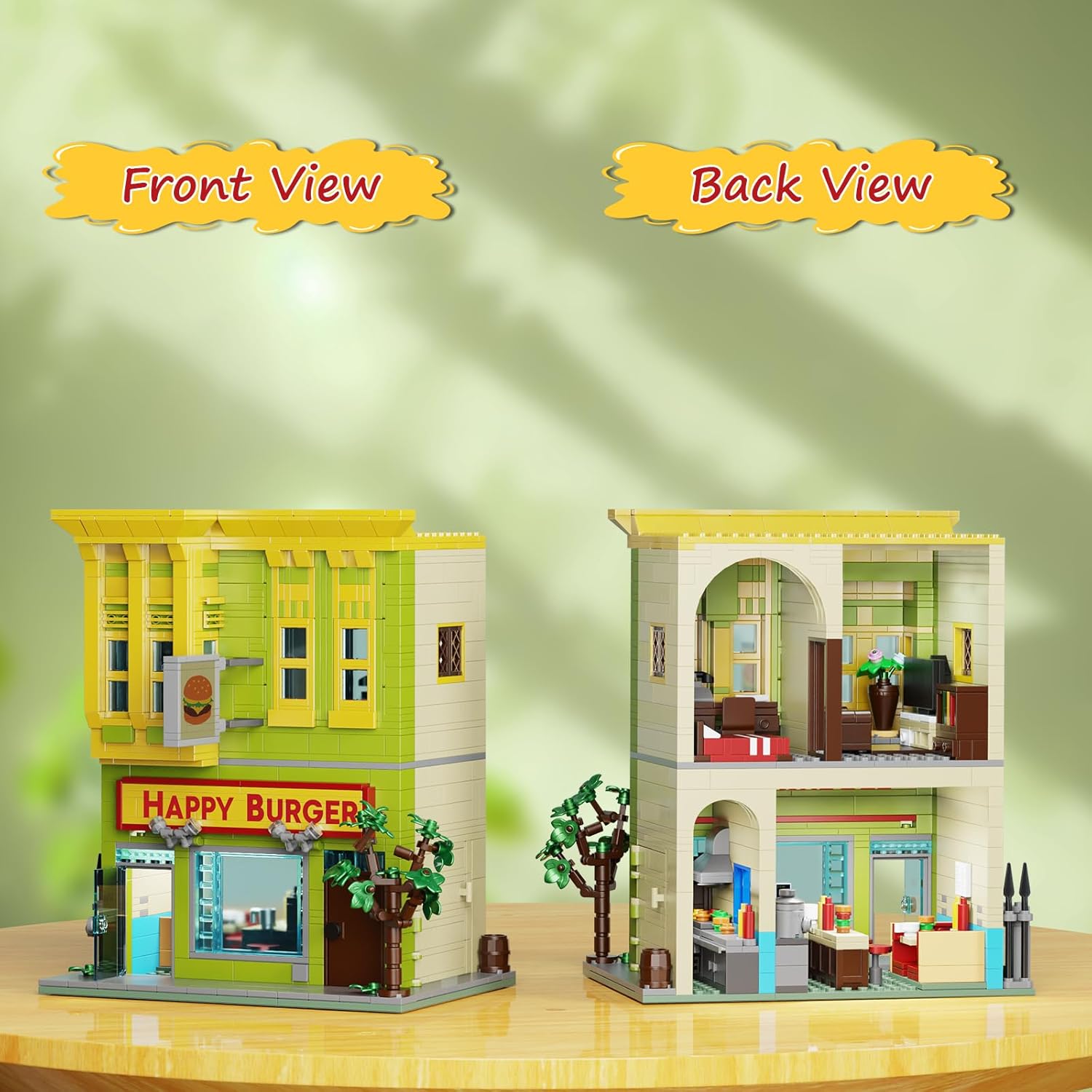 Happy Burgers House Building Set, The Bob's House Kuchi Kopi Building Blocks Toys Set Compatible with Lego, Great Gift and Collectibles Set for Belcher Family Cartoon TV Fans Boys & Girls(1018 PCS) - Image 5