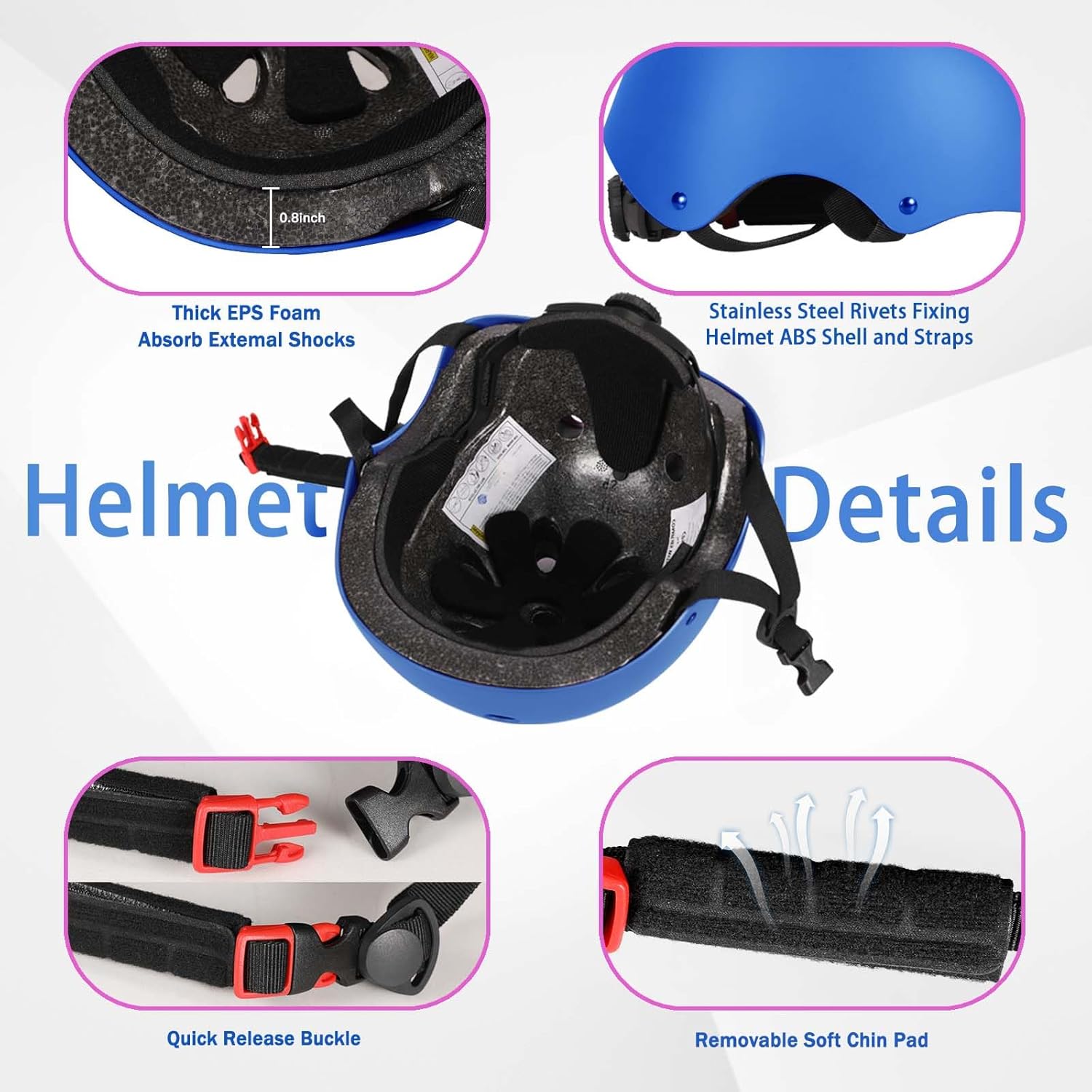 Kids Bike Helmet Set Adjustable Helmet for Ages 3-15 Kids Toddler Boys Girls Youth, Multi-Sport Bicycle Skateboarding Football Rollerskating Scooter Rollerblade Balance Bike Helmets - Image 4