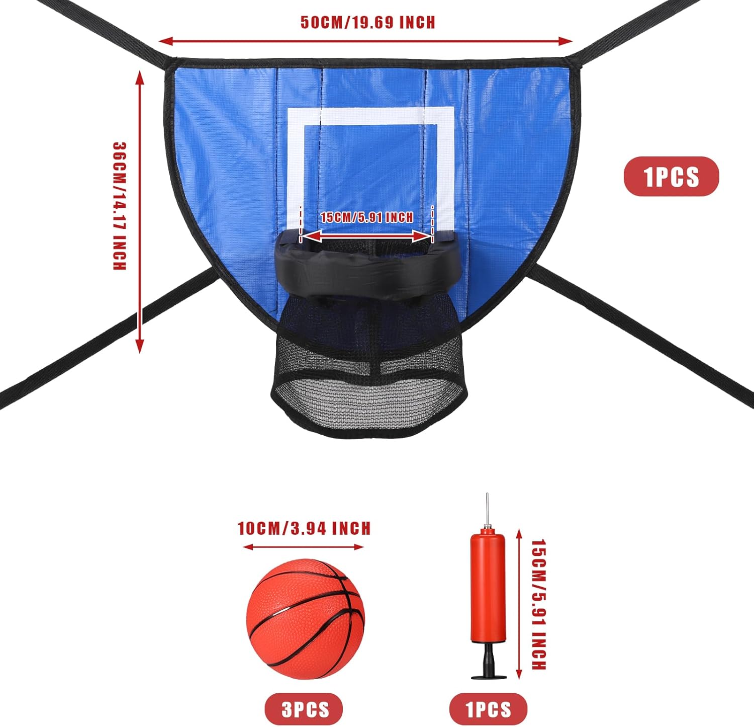 Trampoline Basketball Hoop Set, Trampoline Basketball Hoop Attachment Waterproof Basketball Goal for Trampoline Soft Basketball Game Accessories for All Ages Basketball Lovers - Image 2