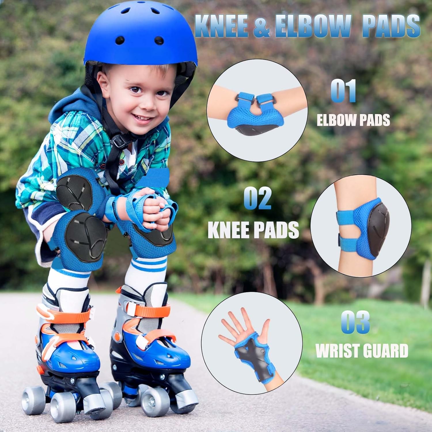 Kids Bike Helmet Set Adjustable Helmet for Ages 3-15 Kids Toddler Boys Girls Youth, Multi-Sport Bicycle Skateboarding Football Rollerskating Scooter Rollerblade Balance Bike Helmets - Image 3