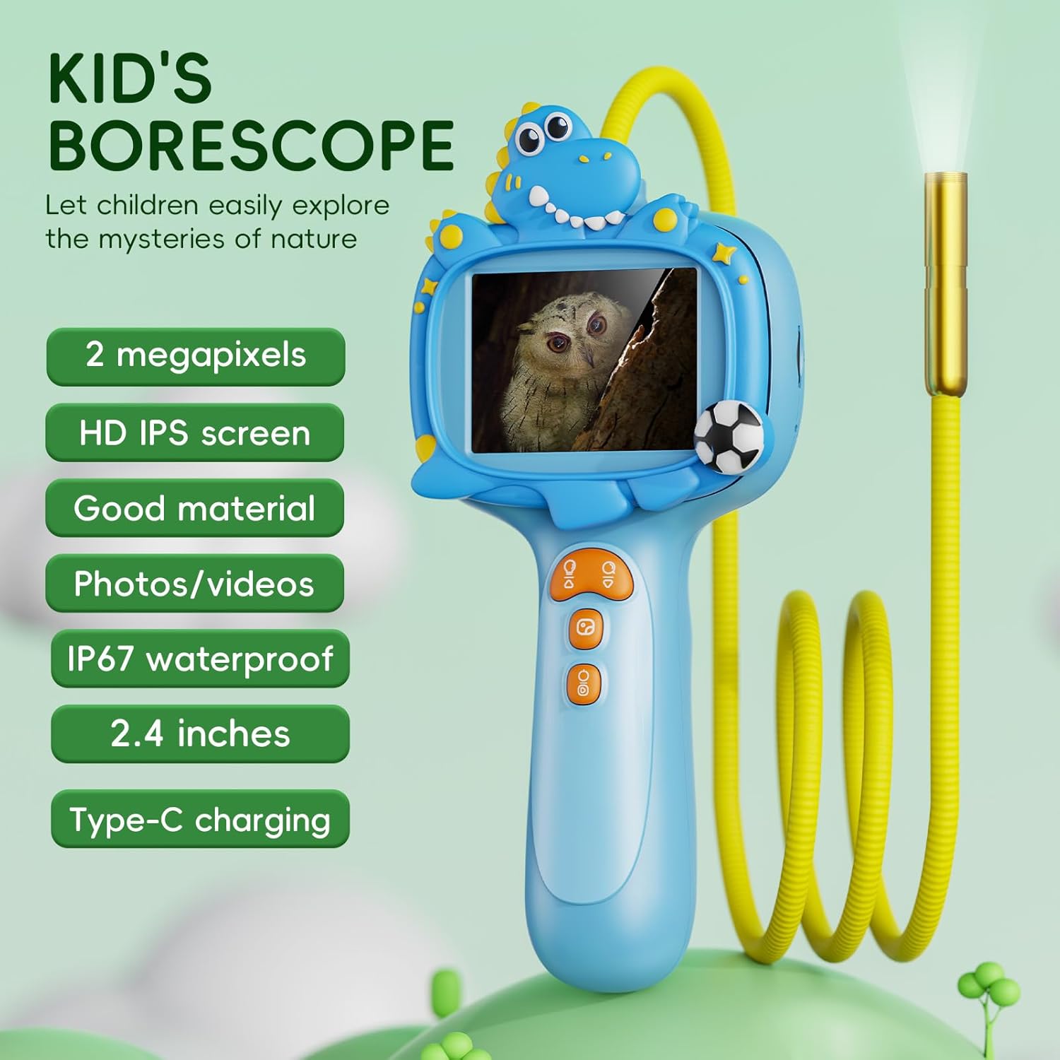 Borescope Camera Toy with Light for Kids - STEM Science Educational Toy for 4 5 6 7 8 9 10 Years Old Boys Girls Birthday Gift, Snake Scope Camera for Outdoor Camping Nature Exploration - Image 2