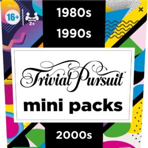 Hasbro Games Trivial Pursuit Mini Packs Multipack, Fun Trivia Questions for Adults and Teens Ages 16+, Includes 4 Game Featuring 4 Decades