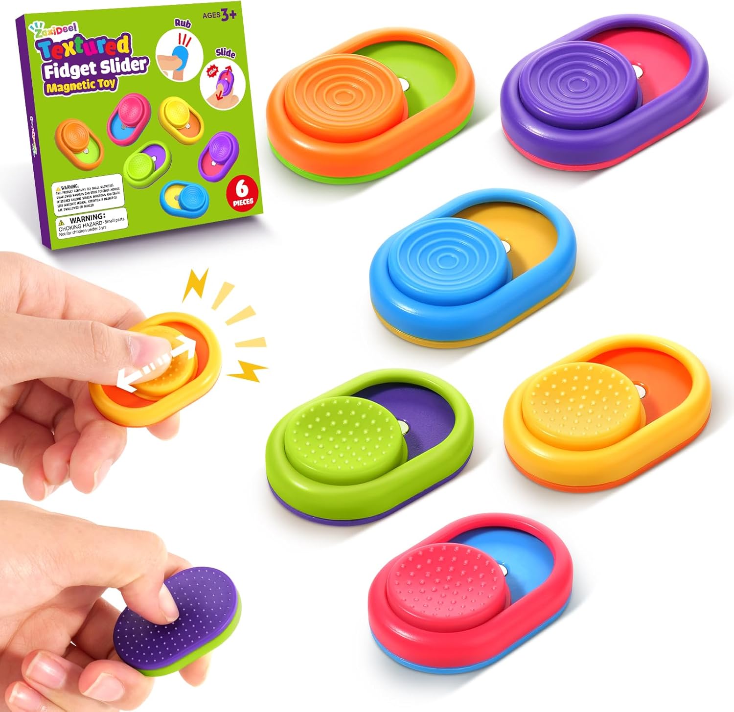 Sensory Fidget Magnetic Toys for Kids: Textured Fidget Sliders for Autism Claming - Stress Relief Item Fun Small Fidgets Toys for Adult Office Desk - Travel Essential Classroom Must Have