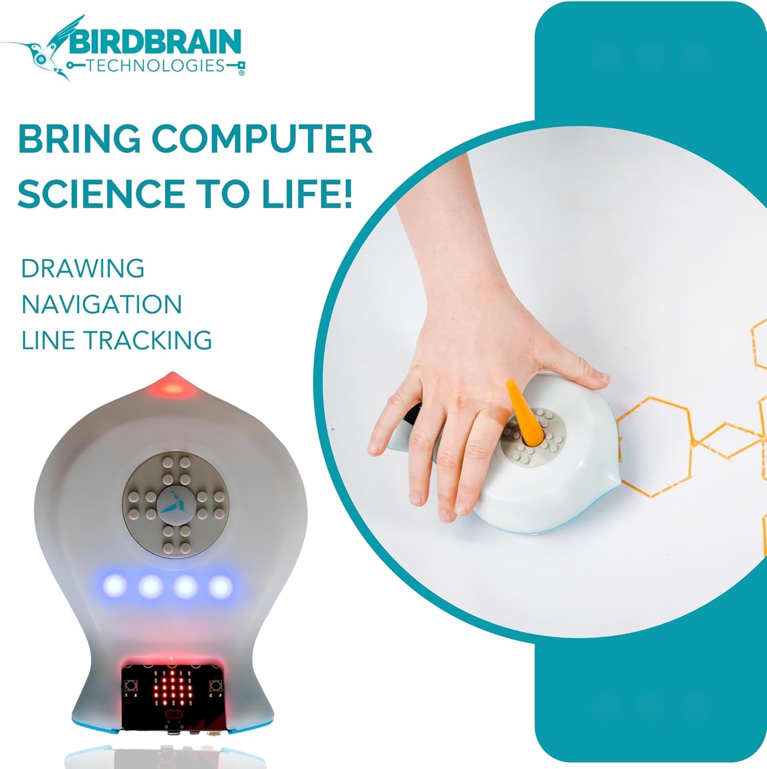 BirdBrain Finch Robot 2.0 with Microbit - STEM Coding Robot Toy for Kids & Adults - Learn Python & 8 Coding Languages - Programmable Robotics Kit - Remote Control & App Controlled | Ages 5-16 - Image 2