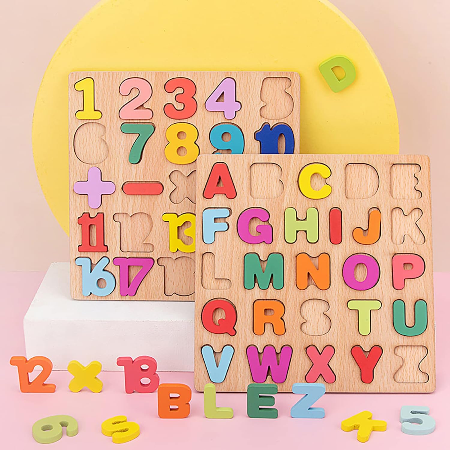 Wooden Puzzles for Toddlers, 3pack Alphabet Shape Puzzles for Kids 3 Wooden Montessori Toddler Alphabet Number Shape for Kids 3 Years Old Boys & Girls - Image 4