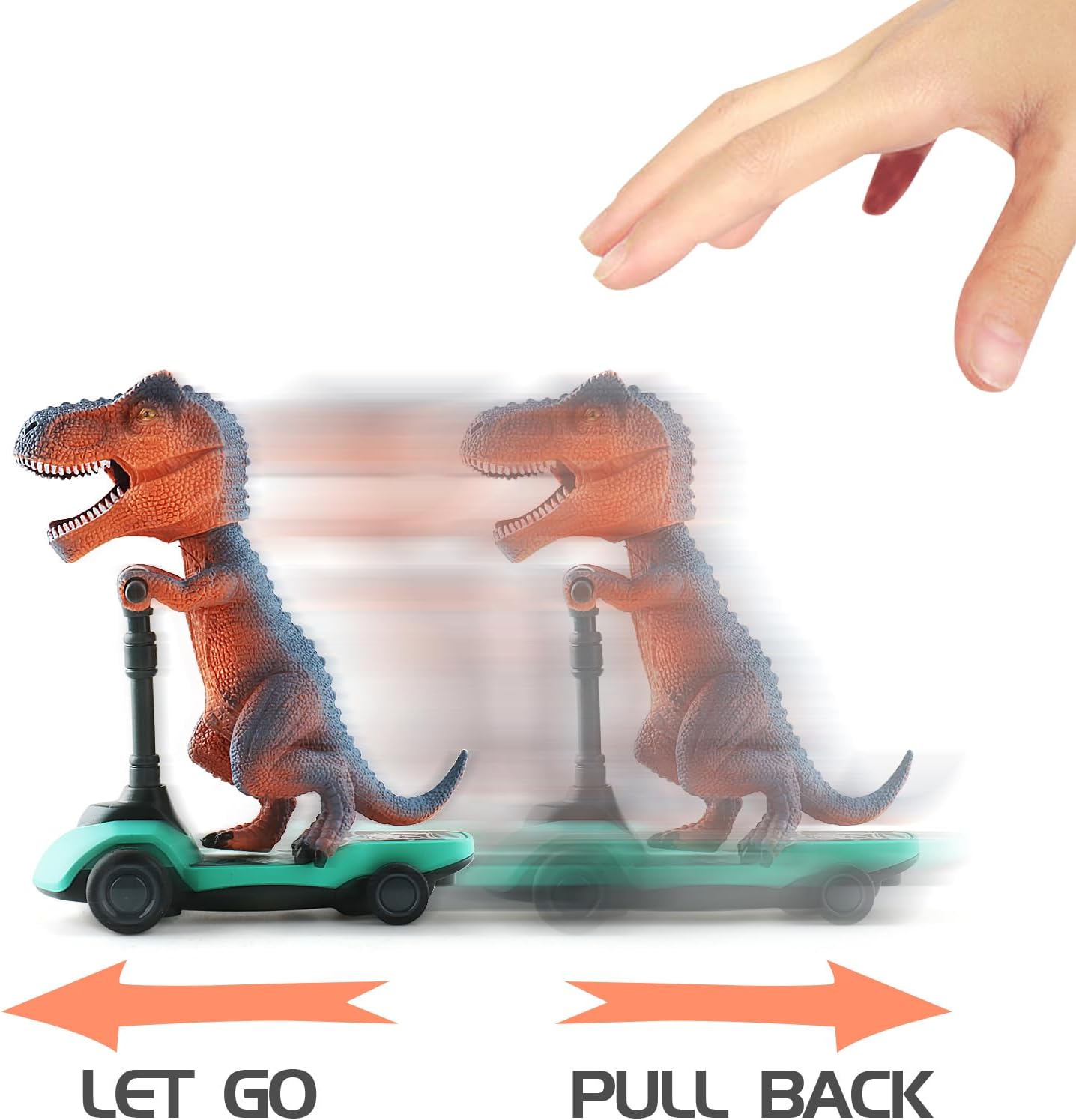 DINOBROS Dinosaur Scooter Toys Pull Back Cars Mini Finger Kick Scooters Boy Toy Age 3 4 5 6, Dino Gift Sets for Kids 4-Pack - Image 2