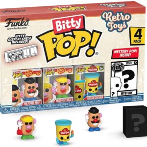Funko Bitty POP Retro Toys – Mr. Potato Head, 4-Pack​ and A Surprise Mystery Mini Figure – 0.9 Inch (2.2 Cm) Collectable – Stackable Display Shelf Included – Gift Idea – Party Bags Stocking