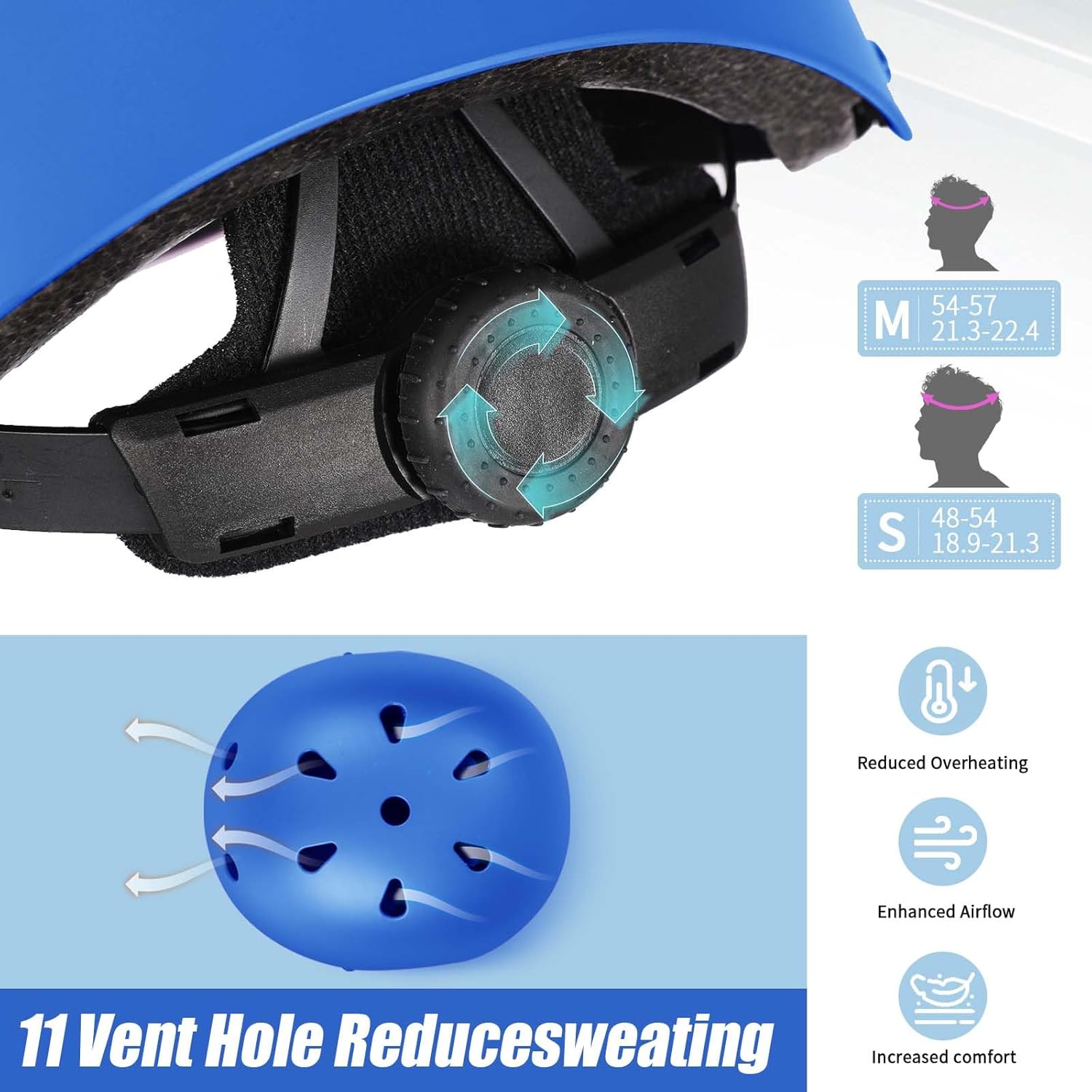 Kids Bike Helmet Set Adjustable Helmet for Ages 3-15 Kids Toddler Boys Girls Youth, Multi-Sport Bicycle Skateboarding Football Rollerskating Scooter Rollerblade Balance Bike Helmets - Image 7