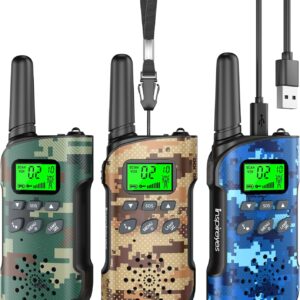 Inspireyes Walkie Talkies for Kids, Rechargeable Long Range 3 Pack, Camouflage Kids Toys for Boys Girls Ages 3-12, 2 Way Radio Toy, Outdoor Adventure Toys, Camping Hiking Gear, Birthday Gifts for Kids