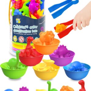 Yetonamr 48 Pcs Counting Dinosaurs Montessori Toys for 3 4 5 Years Old Boys Girls, Toddler Preschool Learning Activities Toy for Kids Ages 3-5, 4-8, Birthday Gifts Sensory Toys