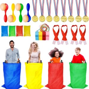 Potato Sack Race Bags – Sack Race Bags for Adults and Kids, Bean Bag Toss Game, 3 Legged Relay Race, Egg Spoon Game, Carnival Outdoor Lawn Game for Easter, Halloween, Christmas, Birthday Party