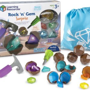 Learning Resources Rock ‘n Gem Surprise – 19 Pieces, Ages 3+ Toddler Learning Toys, Sorting and Matching Toys, Early STEM for Kids