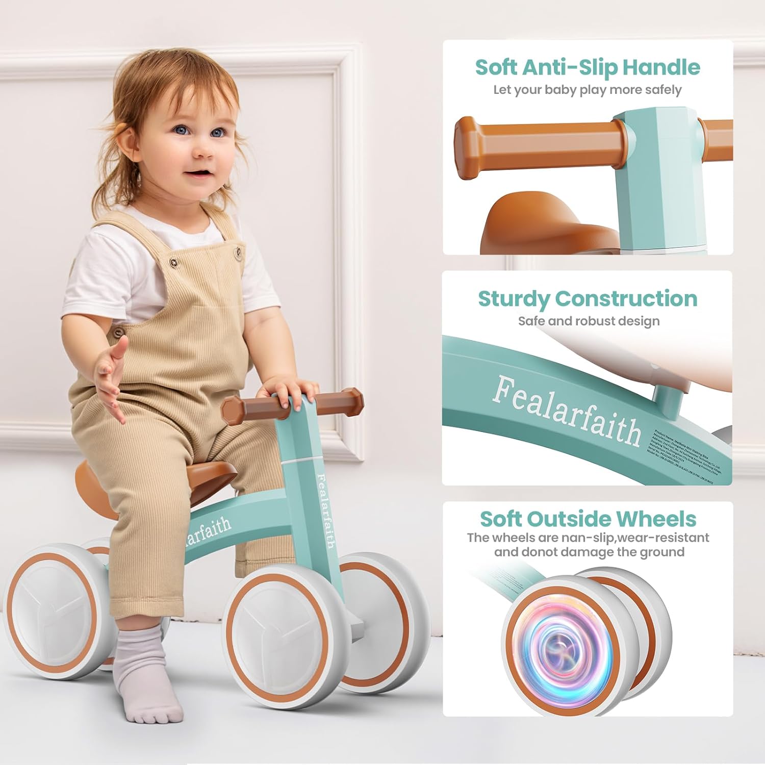 Baby Balance Bike for 1 Year Old Boys Girls, Toddler First Bike with 4 Colorful Lighting Wheels | 10-36 Month Toddler Balance Bike | First Birthday Gifts (Robbin's Egg Blue) - Image 6
