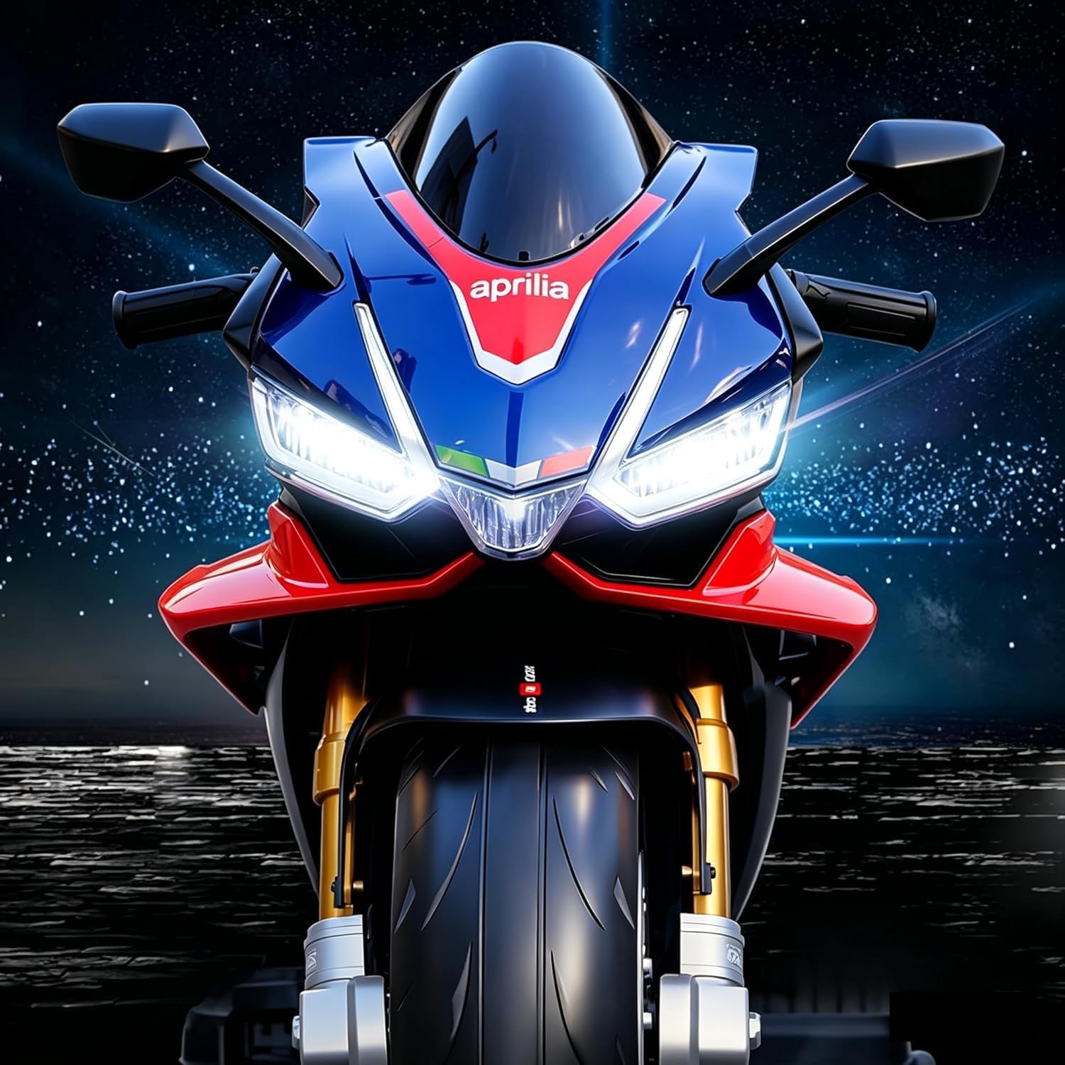 24V Kids Motorcycle, Aprilia Licensed Kids Electric Motorcycle 200W Motor up to 10 MPH with Long Battery Life, Thread Wheels, Training Wheels, Large Seat-Blue - Image 2