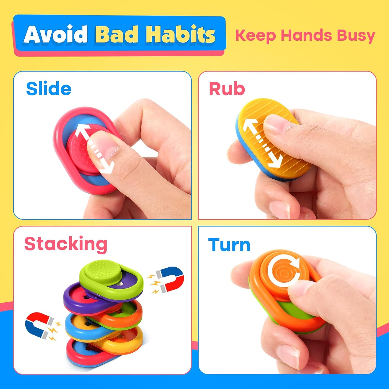 Sensory Fidget Magnetic Toys for Kids: Textured Fidget Sliders for Autism Claming - Stress Relief Item Fun Small Fidgets Toys for Adult Office Desk - Travel Essential Classroom Must Have - Image 4