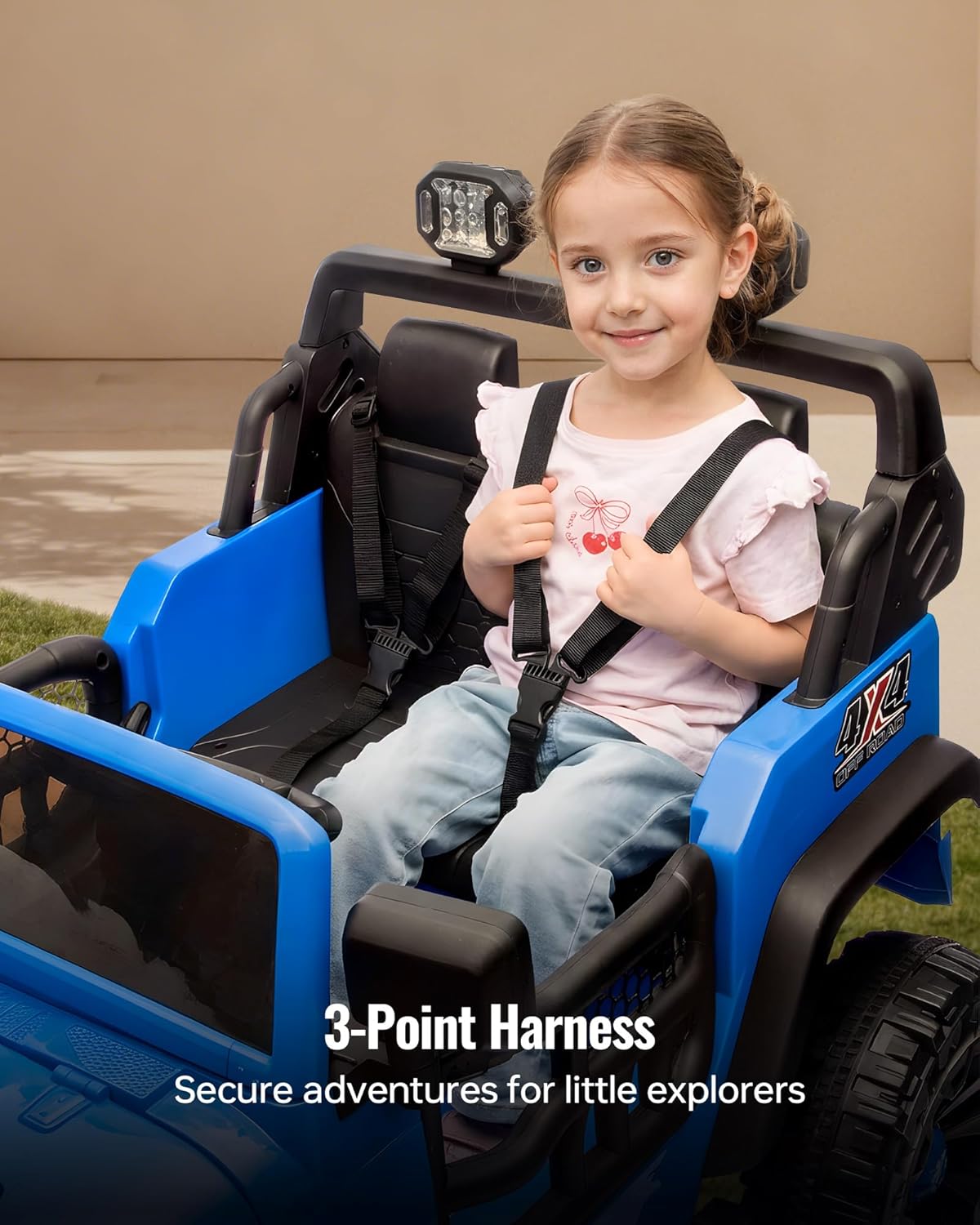Outfunny 2 Seater Ride on Car Toy, 24V 4WD Electric Car for Kids 4-8 with Remote Control, 4x200W Motors, Capacity 150 lb - Blue - Image 5