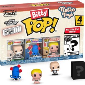 Funko Bitty POP Retro Toys – Mr. Monopoly, 4-Pack​ and A Surprise Mystery Mini Figure – 0.9 Inch (2.2 Cm) – Transformers Classic Collectable – Stackable Display Shelf Included – Gift Idea