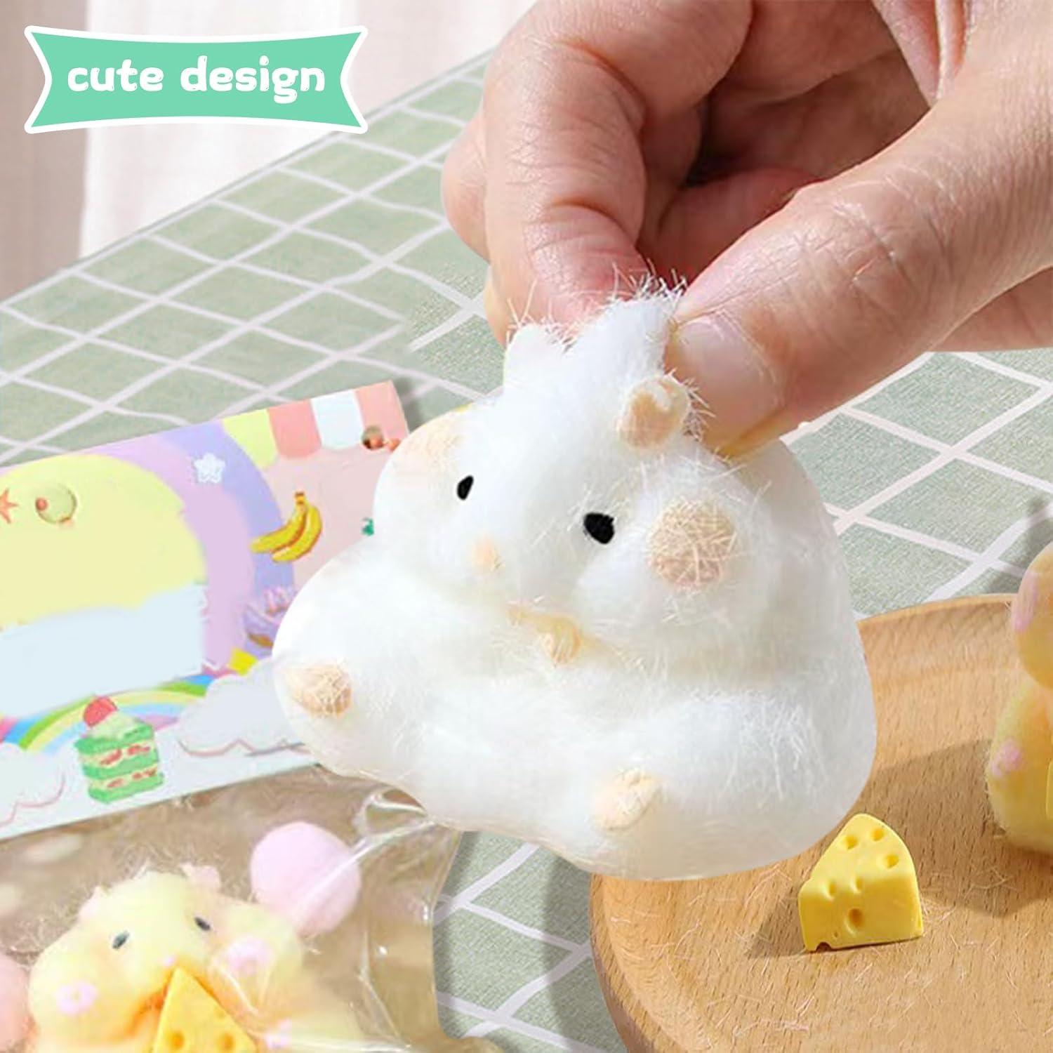 2pcs Squishy Hamster Squeeze Toys,3inch Big Cute Soft Hamster Squishy Toys,Stress Relief Squishies for Kids Party Favors, Pinch Family, Fidget Toys Suitable Adults Kids Big - Image 2