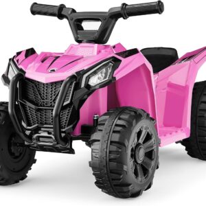 Best Choice Products 6V Kids Ride On Toy, 4-Wheeler Quad ATV Play Car w/ 1.8MPH Max Speed, Treaded Tires, Rubber Handles, Push-Button Accelerator – Pink