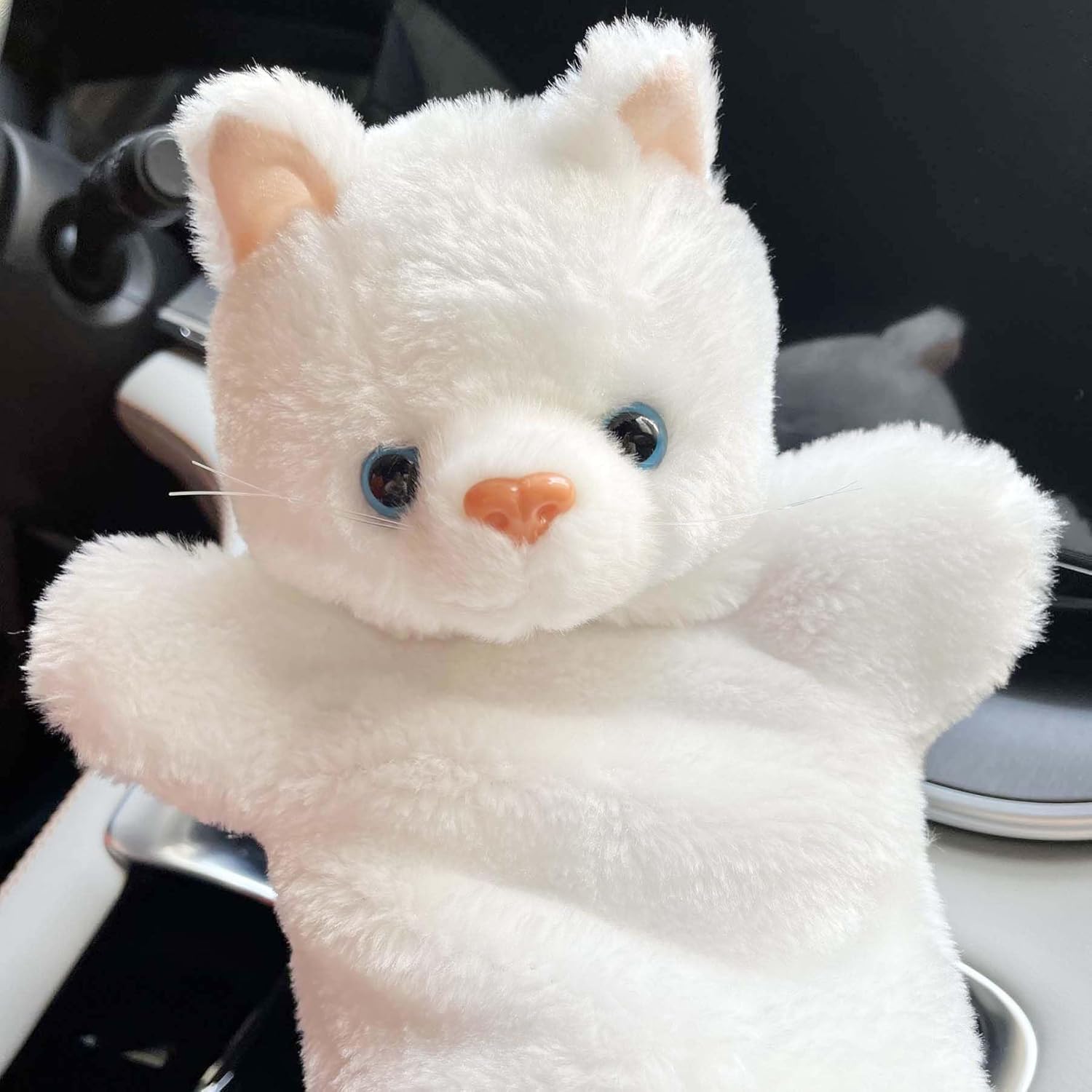 Cat Hand Puppets Kitten Plush Animal Toys Dolls for Kids Imaginative Pretend Play Storytelling White - Image 4