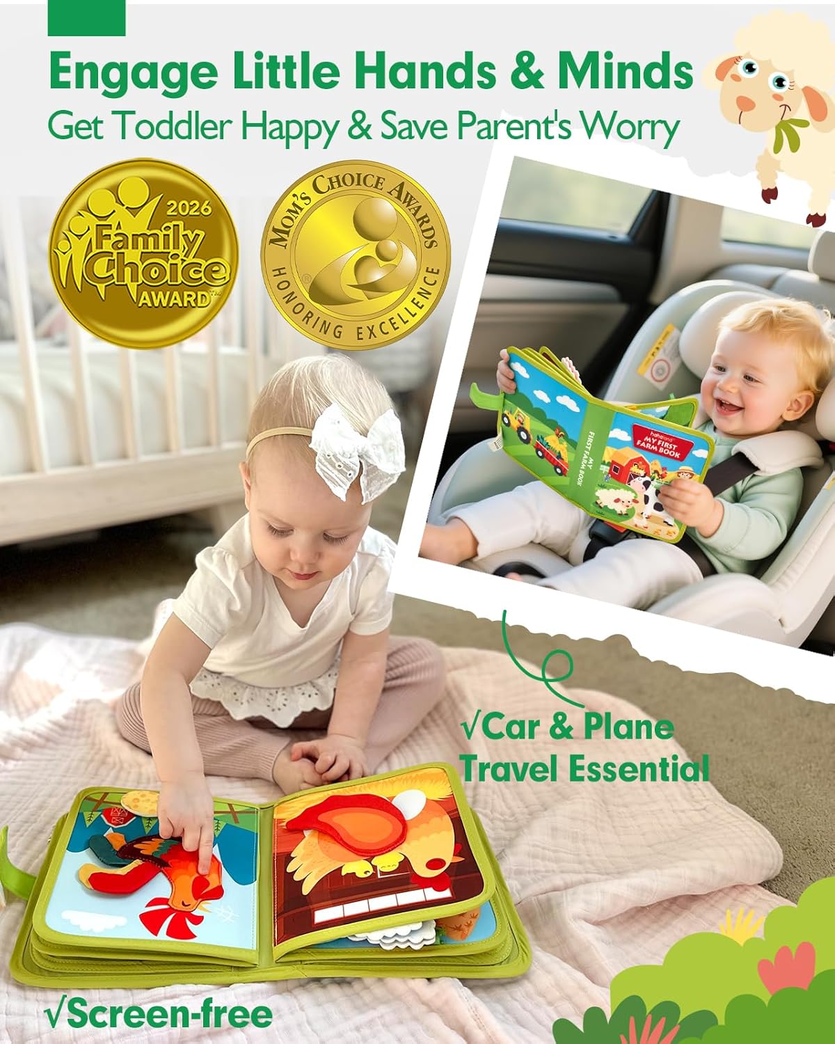 hahaland Busy Book for Toddlers 1-3 - Montessori Toys Busy Board for 1 Year Old Boy Gifts Girl Toys Educational Learning Quiet Activity Books Gifts Toddler Travel Toys for One Year Old Birthday Gift - Image 3