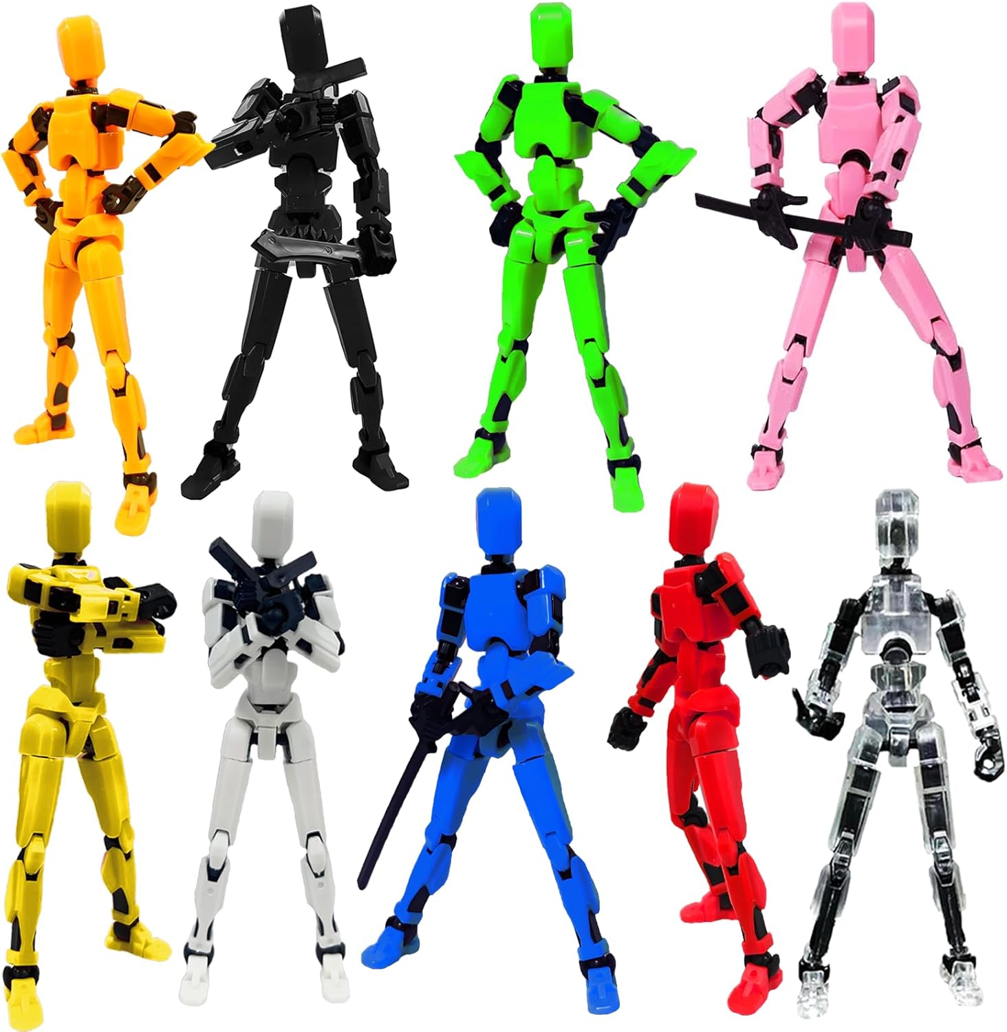 DANONI Titan13 Action Figure,Lucky Robot 13 Action Figures, Creative 3D Printed Figure, Dummy Robot 13 Action Figure, Multi Jointed Action Figures Desktop Decorations for Kids Adult(9pcs)