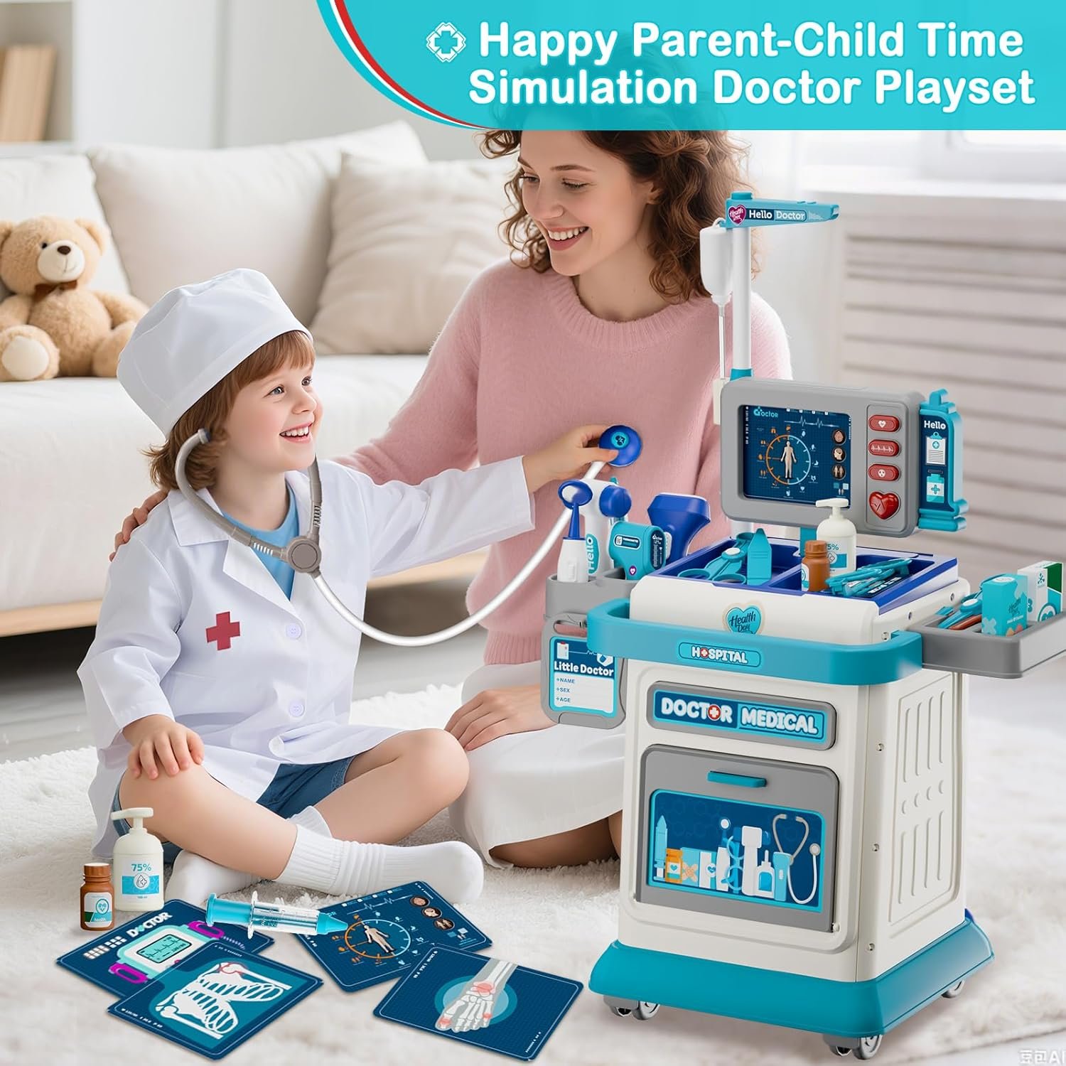 AuroTops Doctor Kit for Toddlers 3-5, 26 Pcs Doctor Play Set for Kids Ages 3-8,Role Play Toy Medical Cart Doctor Toys Educational Toys for Boys & Girls Birthday Gifts - Image 5