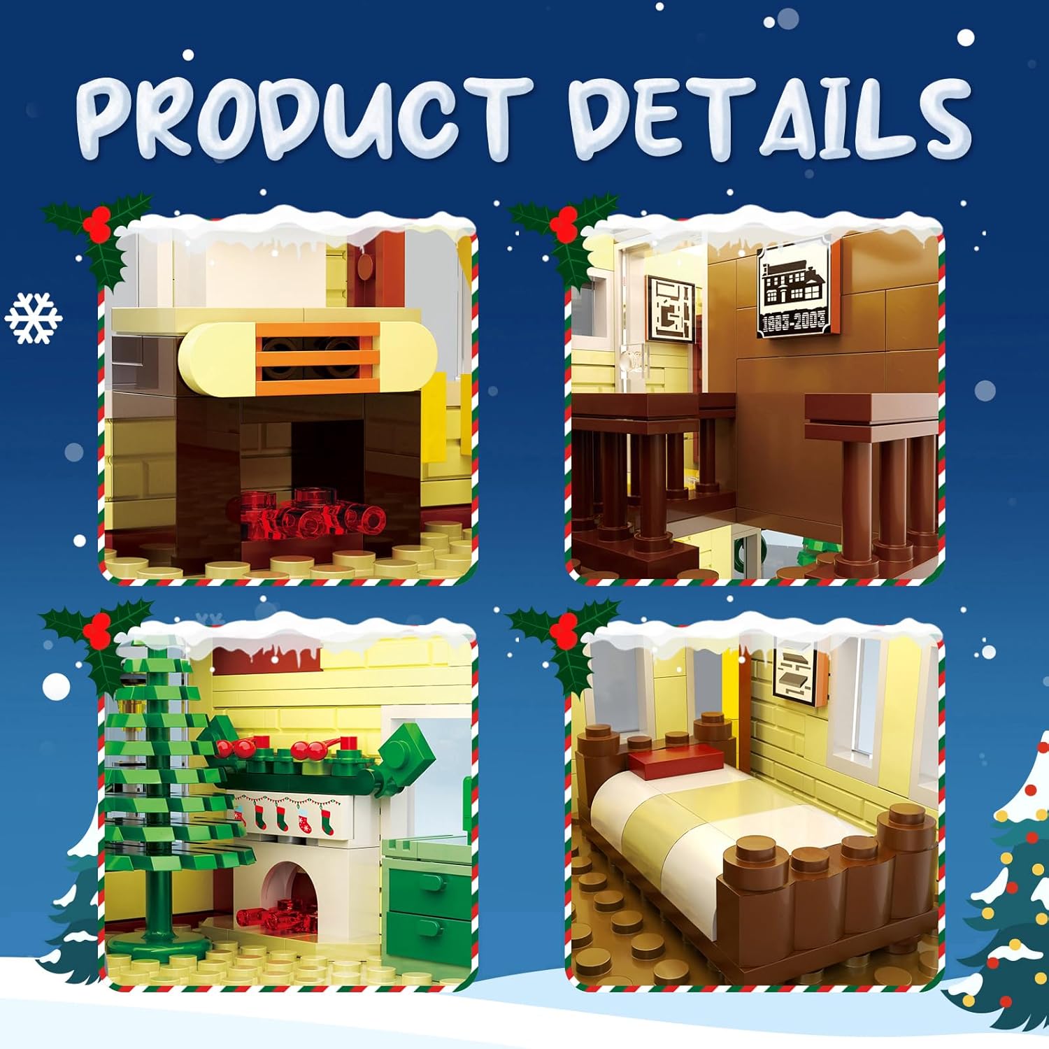 Christmas Holiday House Building Set, LED DIY Christmas Holiday Snow Village, Christmas House Compatible with Lego Gifts for Boys, Girls, Family, and Friends (1156pcs) - Image 3