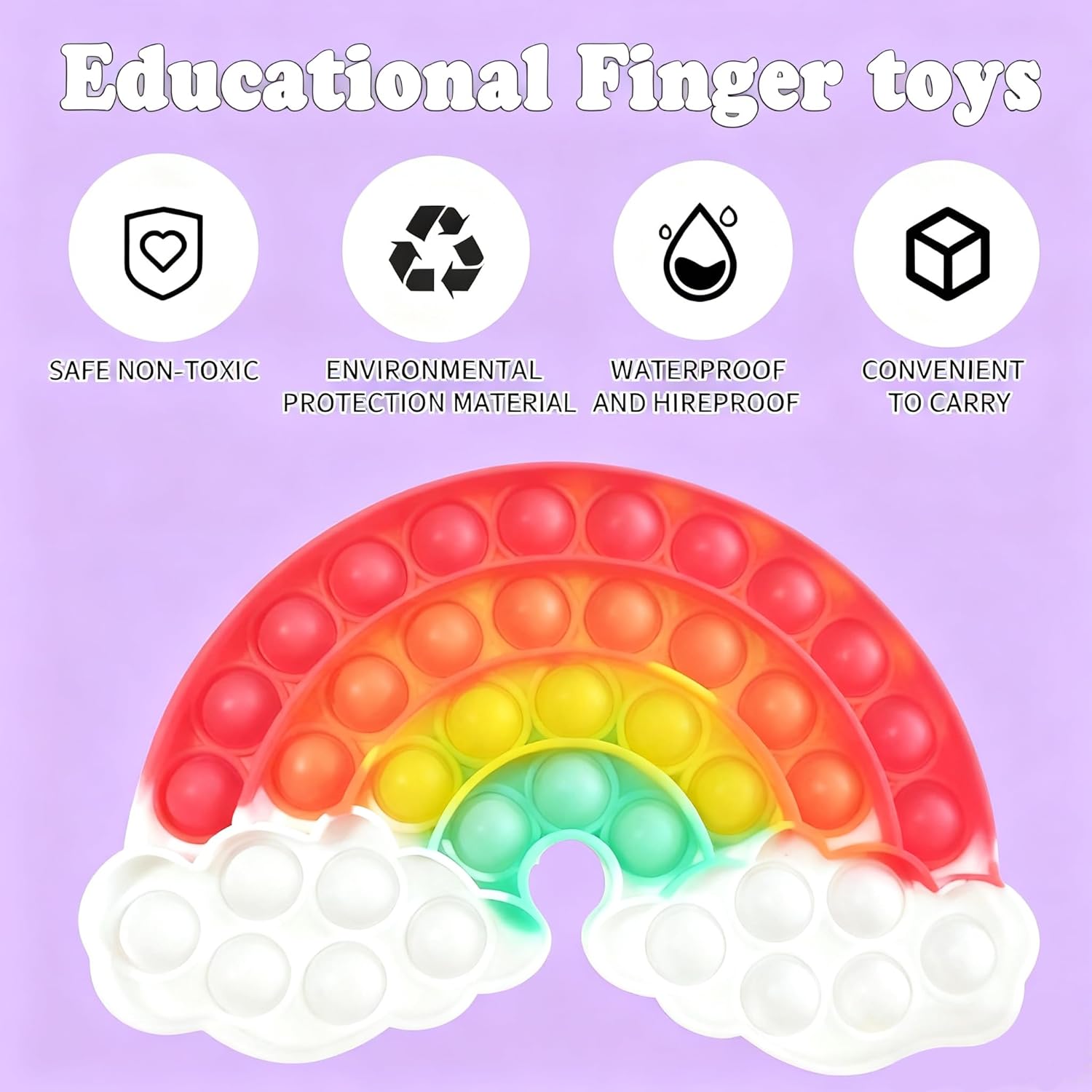 4 Pcs Fidget Toys, Rainbow Push Bubble Fidget Toys Ice Cream Toy Pineapple Squeeze Toys Set for ADHD Autism Stress Relief Toy Gift - Image 3