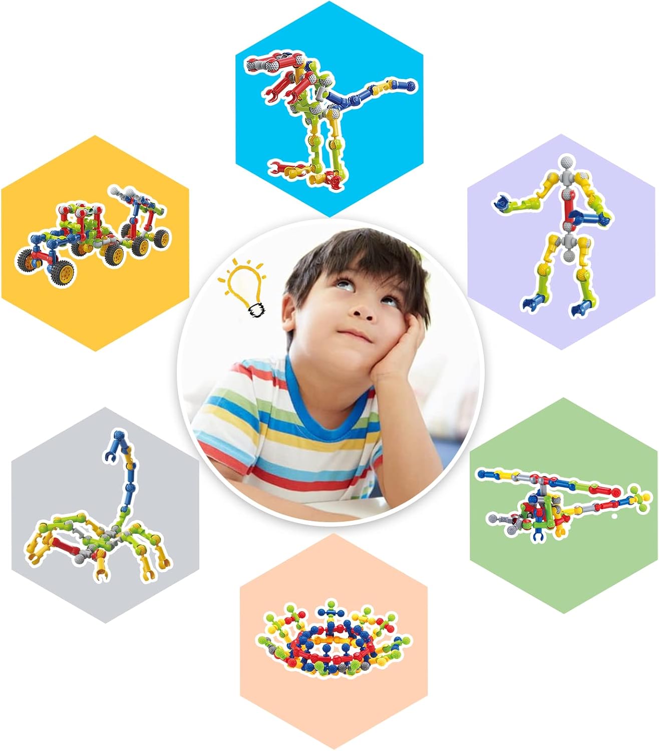 170 Pcs Building Toys for Kids Ages 4-8 with Toy Box Storage, Idea Guide, Building Blocks STEM Toys for 3 4 5 6 7 8 9 Year Old Creative Kids Activity, Christmas Birthday Gifts for Boys Girls - Image 8