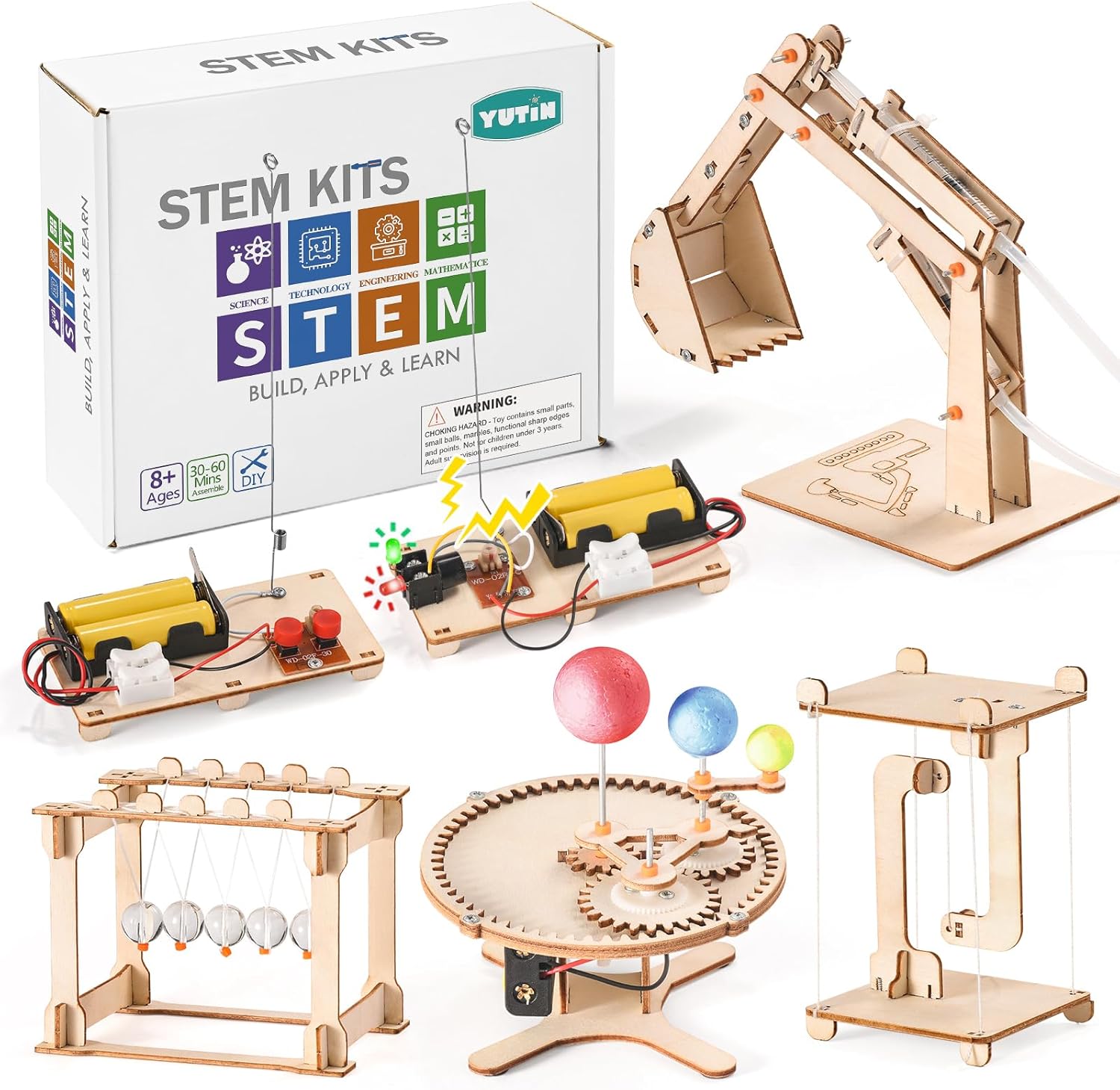 STEM Science Kits for Kids Ages 8-12 8-10, Wood Building Crafts Kits for Boys, STEM Toys for Ages 8-13 9 10 11 Year Old Gifts, Kids Science Engineering Experiment Projects, 3D Wooden Puzzles 10-12