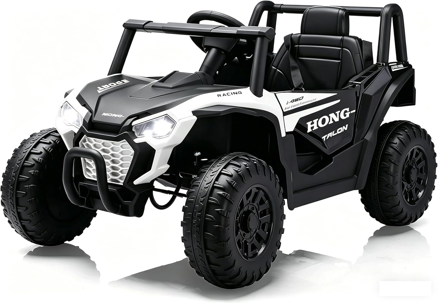 12V Toddlers Car, Kids UTV, Ride on UTV, Electric Car for Kids with 25W Dual Motors/Parent Remotes/Safety Belts/3 Speeds/Double Open Doors/Horn/Music/Bluetooth/LED Aged 3-8 Years-White