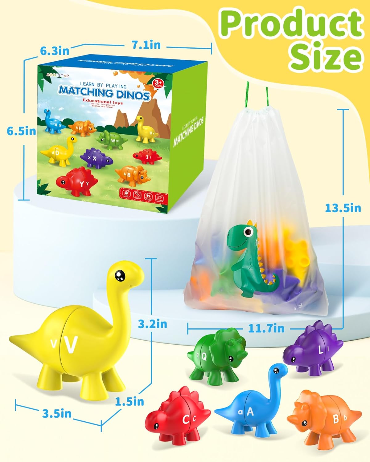 Walenty 26PCS Dinosaur Alphabet Learning Toys for Toddlers Kids 3-5, Montessori Educational Toys Gifts for 3 4 5 Year Old Boy Girl, Preschool Learning Activities, Double Sided ABC Matching Game - Image 6