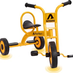 Preschool Kids Tricycle for Rider Age 3-5, Durable Metal Pedal Trike for Boys Girls, Big Kid Tricycle with Non-Slip Grip, Solid Rubber Tires -Outdoor Playschool Daycare Playground Equipment