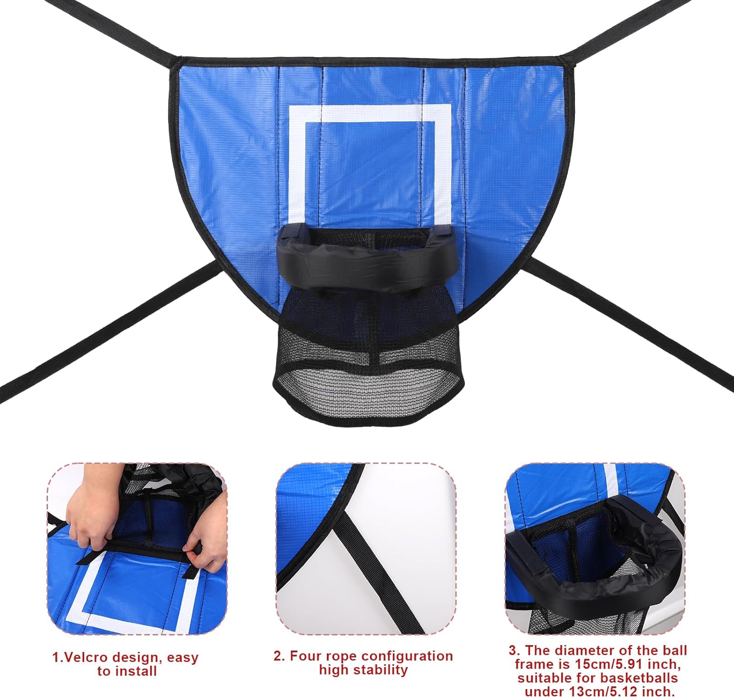 Trampoline Basketball Hoop Set, Trampoline Basketball Hoop Attachment Waterproof Basketball Goal for Trampoline Soft Basketball Game Accessories for All Ages Basketball Lovers - Image 4