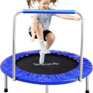 SereneLife 36″ Foldable Mini Trampoline for Kids – Compact Fitness Rebounder with Foam Handle – Safe, Stable Exercise Trampoline with 330lbs Max Load for Indoor/Outdoor Active Play & Exercise