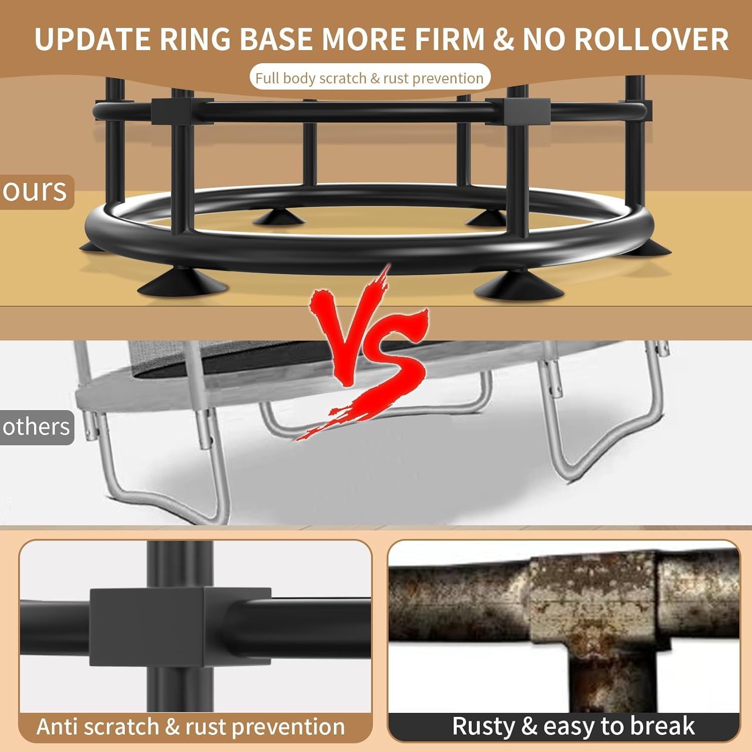 Trampoline for Kids, Full Anti-Rust 440lbs Anti-Rollover Round Bottom Toddler Trampoline, T-handrail Adjustable Baby Toddler Trampolines Dart Board - Image 5