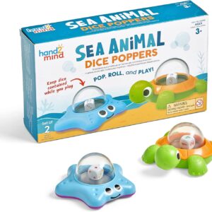 hand2mind Sea Animals Dice Poppers, Math Dice Popper, Game Replacement Dice Roller, Dice Games for Kids, Board Game Accessories, Family Game Night, Kids Travel Activity, Fun Classroom Games (Set of 2)